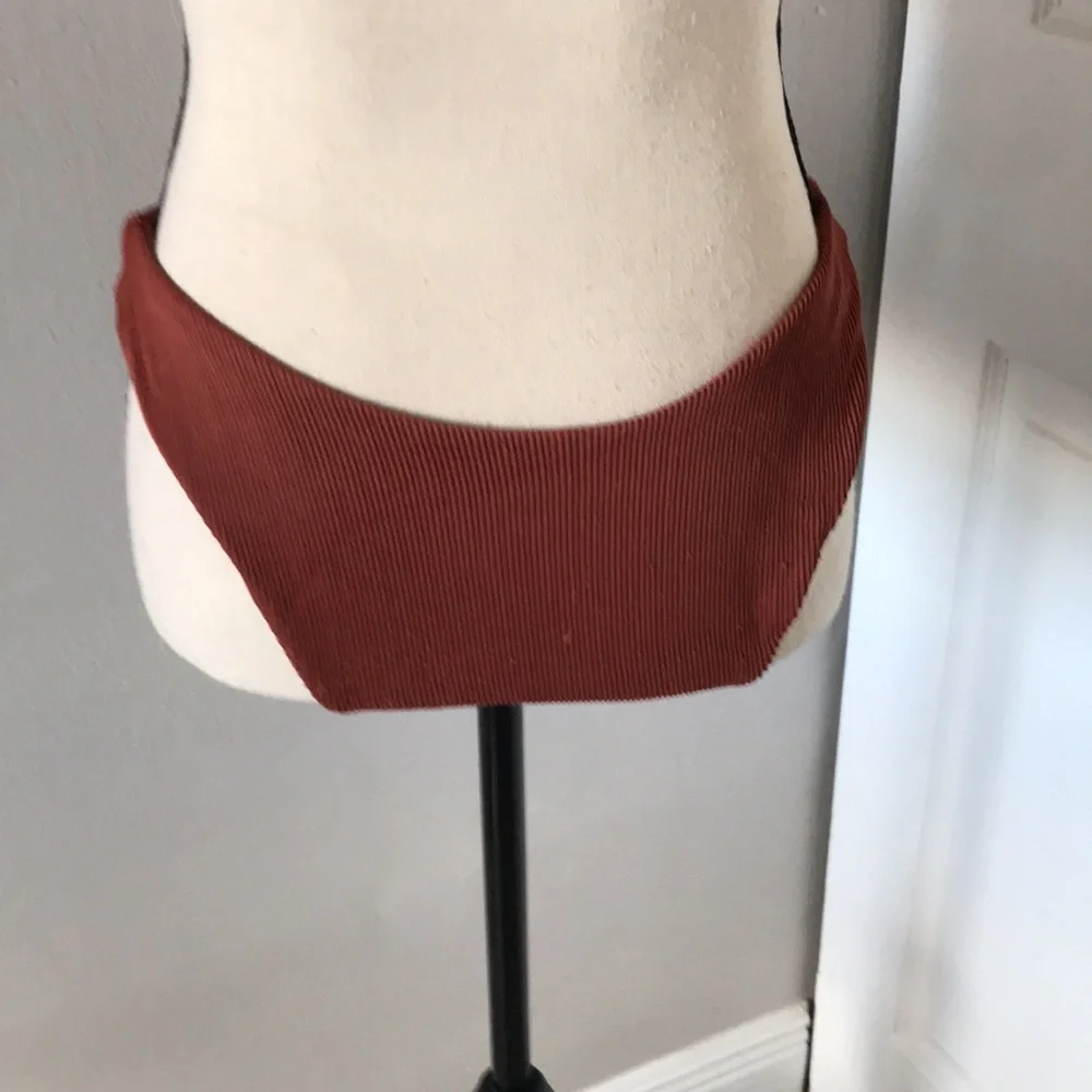 BROWN Ribbed Tie Front Bikini Set | S